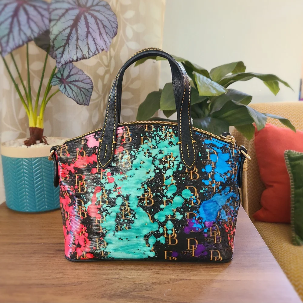 Dooney & Bourke Splash Paint Small Zip Satchel - Picture 5 of 12